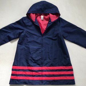 Gymboree Girls, L (10-12) Navy Hooded Raincoat with Pink Liner and Side Pockets